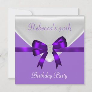 Invitation Fête d'anniversaire 30 ans Bijou Arc Blanc Violet 