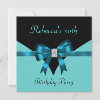 Invitation Fête d'anniversaire 30 ans Bijou Arc noir sarcelle