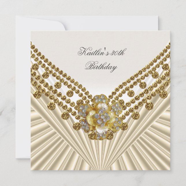 Invitation Fête d'anniversaire 30 ans Blanc Crème Diamant (Devant)