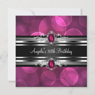 Invitation Fête d'anniversaire 30 ans Bulles de gemme rose Ar