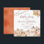 Invitation Fête d'anniversaire 30 ans citrouille Bohème herbe<br><div class="desc">Fête d'anniversaire 30 ans citrouille Bohème herbe de Pampas
parfait pour une invitation d'automne</div>