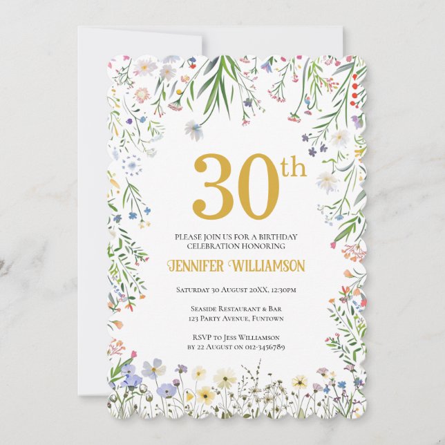 Invitation Fête d'anniversaire 30 ans dans un jardin  (Devant)