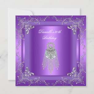 Invitation Fête d'anniversaire 30 ans Diamant Violet Bijou Ar