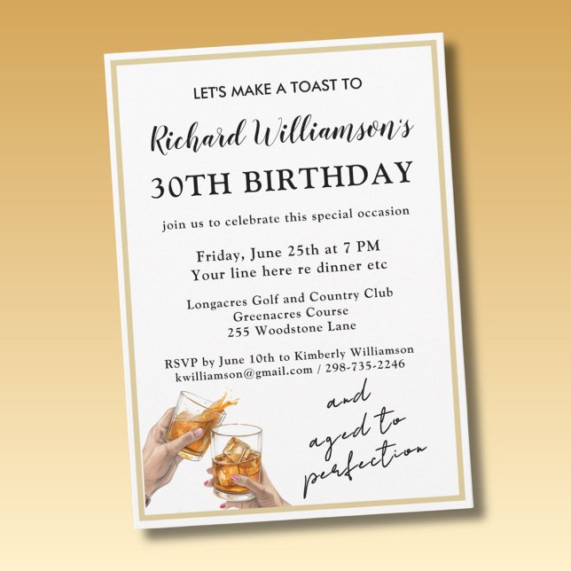 Invitation Fête d'anniversaire 30 ans élégante moderne noire  (Créateur téléchargé)