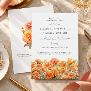Invitation Fête d'anniversaire 30 ans Fleur du mois de naissa
