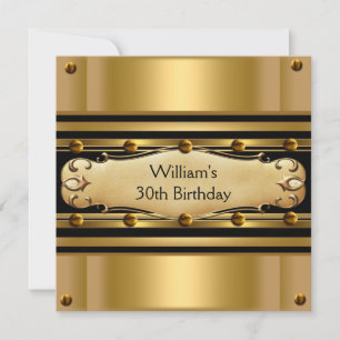 Invitation Fête d'anniversaire 30 ans Homme Or Noir 2