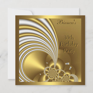 Invitation fête d'anniversaire 30 ans or blanc abs