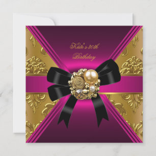 Invitation Fête d'anniversaire 30 ans Or Riche Royale Noir Ro