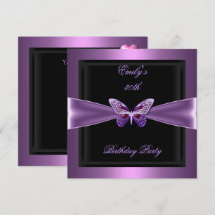 Invitation Fête d'anniversaire 30 ans Papillon Mauve Noir Vio