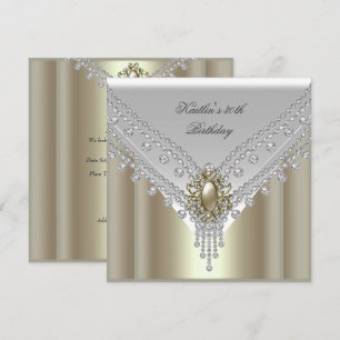 Invitation Fête d'anniversaire 30 ans perle blanche diamant c