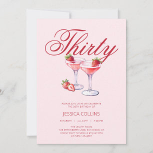 Invitation Fête d'anniversaire 30 ans Red Thirty Strawberry C