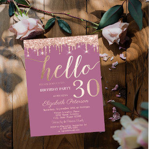 Invitation Fête d'anniversaire 30 ans Rose Gold Glitter Drips