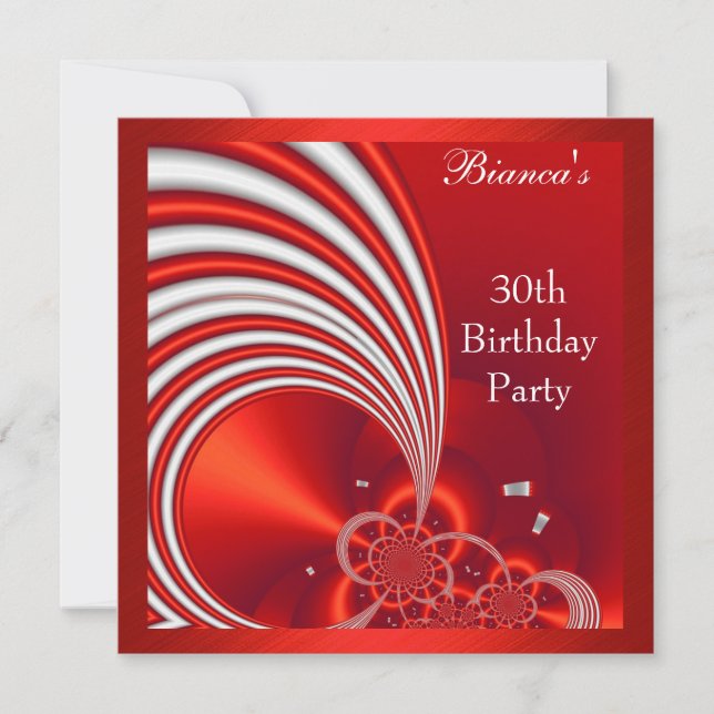 Invitation fête d'anniversaire 30 ans Rouge Blanc  (Devant)