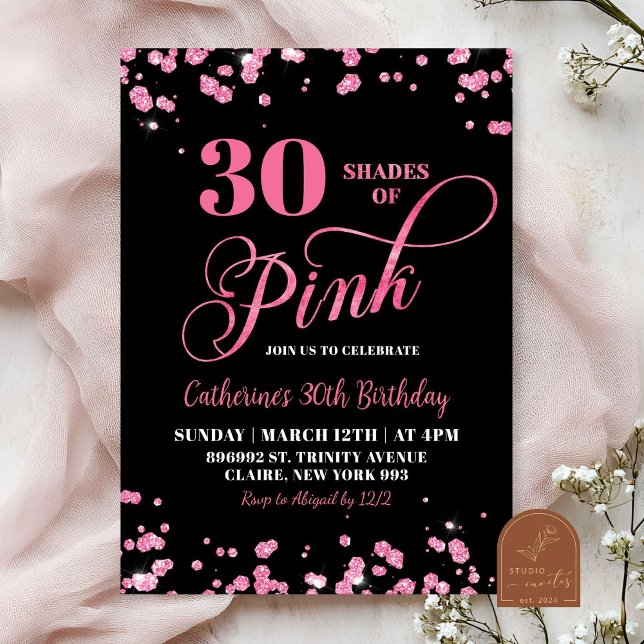 Invitation Fête d'anniversaire 30 ans Shades of Pink (Créateur téléchargé)