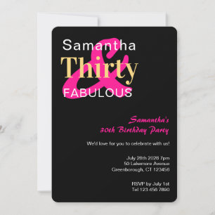 Invitation Fête d'anniversaire 30 ans Trente ans et fabuleux