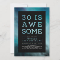 Fête d'anniversaire 30 ans Typography Moderne Teal