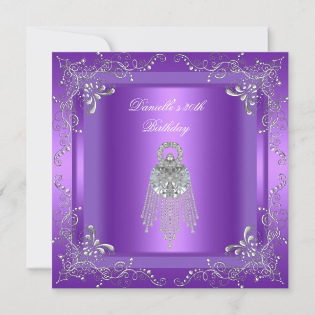 Invitation Fête d'anniversaire 30e Joyau de Diamant Violet Ar (Devant)