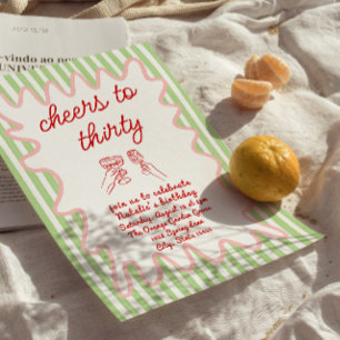 Invitation Fête d'anniversaire 30e Main dessinée bandes color