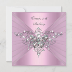 Invitation Fête d'anniversaire 30e Pink Pearl Butterfly