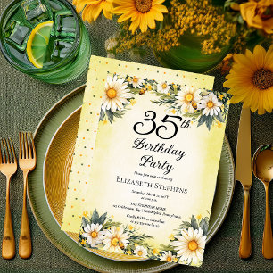 Invitation Fête d'anniversaire 35 ans Elegant Daisies Garden