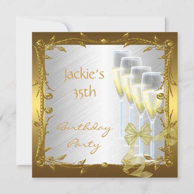 Invitation fête d'anniversaire 35 ans élégante bla (Devant)