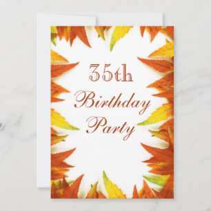 Invitation Fête d'anniversaire 35 ans Feuilles d'automne