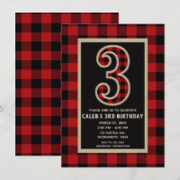 Fête d'anniversaire 3 ans au motif plaid buffle no