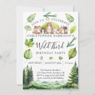 Invitation Fête d'anniversaire 3 ans de Woodland Boy