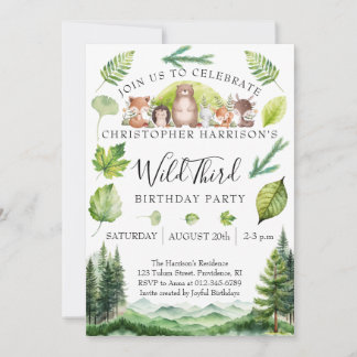 Invitation Fête d'anniversaire 3 ans de Woodland Boy 