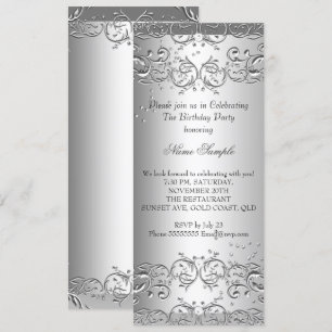 Invitation Fête d'anniversaire 3 diamants argent