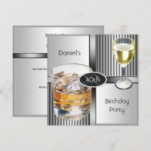 Invitation Fête d'anniversaire 40 ans Boissons Hommes Métal N