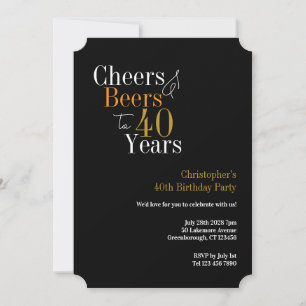 Invitation Fête d'anniversaire 40 ans Cheers and Beers