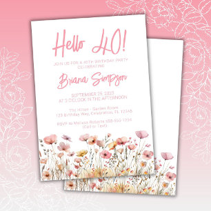 Invitation Fête d'anniversaire 40 ans Floral Rose