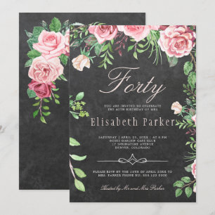 Invitation Fête d'anniversaire 40 ans Jardin Floral Roseau Ta