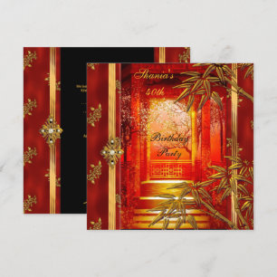 Invitation Fête d'anniversaire 40 ans Vue asiatique Bambou do