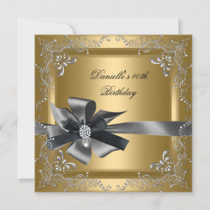 Invitation Fête d'anniversaire 40ème Or Argent Noir Gris