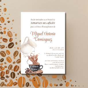 Invitation Fête d'anniversaire 45 ans Coffee Splash Fun espag