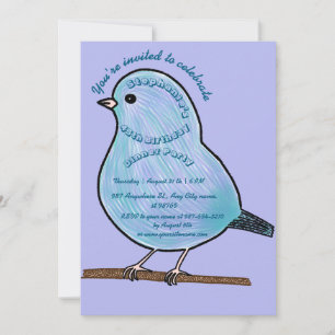 Invitation Fête d'anniversaire 45 ans Purple Oiseau mignon Dî