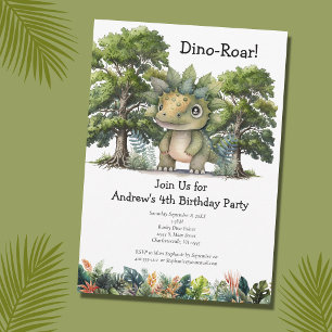 Invitation Fête d'anniversaire 4 ans pour garçons Dinosaure
