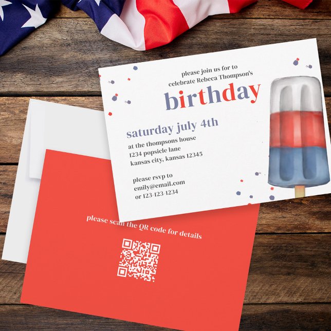 Invitation fête d'anniversaire 4 juillet Personnalisé (Créateur téléchargé)