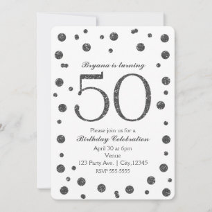 Invitation Fête d'anniversaire 50 ans 50 ans points pailletés