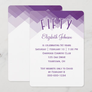 Invitation Fête d'anniversaire 50 ans Bordure violette et bla