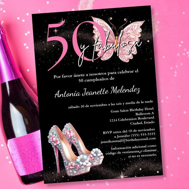 Invitation Fête d'anniversaire 50 ans Budget espagnol 50 ans  (Créateur téléchargé)