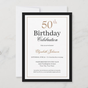 Invitation Fête d'anniversaire 50 ans Classic Gold Black