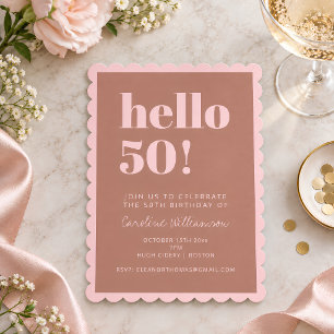 Invitation Fête d'anniversaire 50 ans Coquille Terracotta Blu