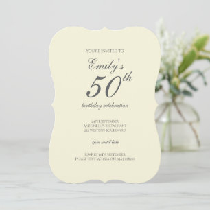 Invitation Fête d'anniversaire 50 ans crème élégante moderne