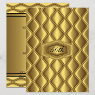 Invitation Fête d'anniversaire 50 ans design or