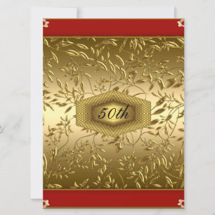 Invitation Fête d'anniversaire 50 ans design or