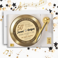 Fête d'anniversaire 50 ans disque vinyle noir or m