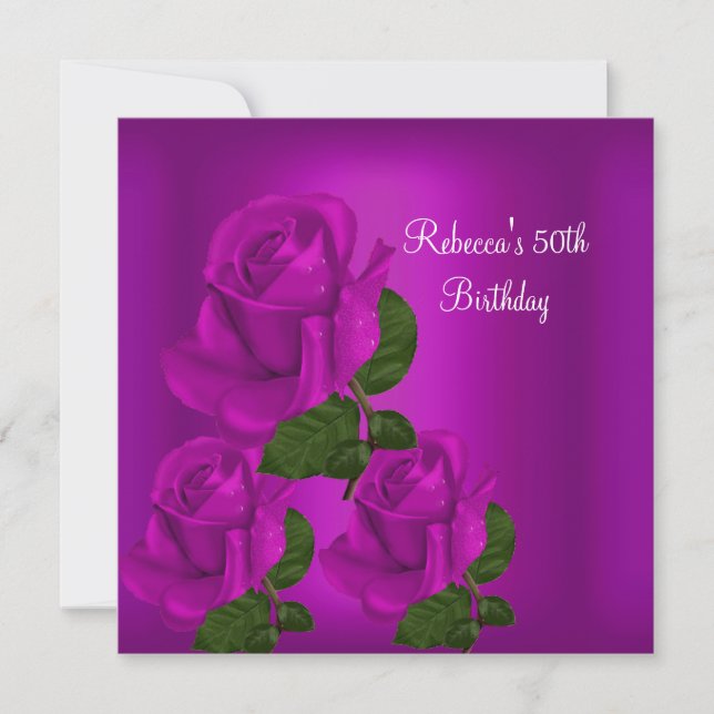Invitation Fête d'anniversaire 50 ans Élégant Plum Rose Viole (Devant)